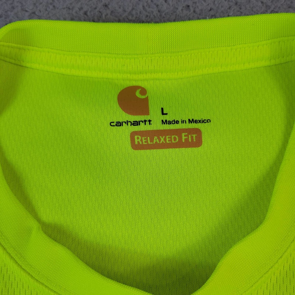 Carhartt Breathable T-Shirt Men's Size L Relaxed Fit Long Sleeve Bright Yellow - Picture 4 of 9